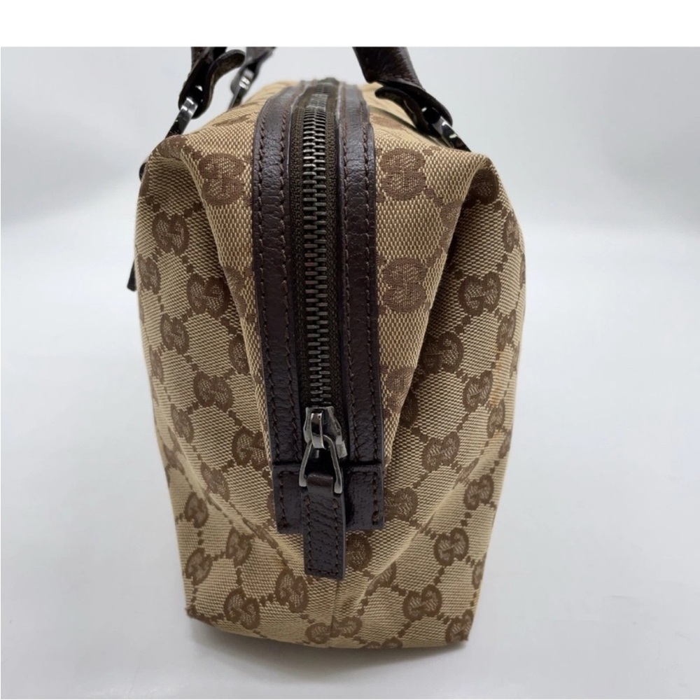 Gucci GG Canvas Leather mini Boston Beige and Brown Satchel white Dust bag. - Picture 7 of 14